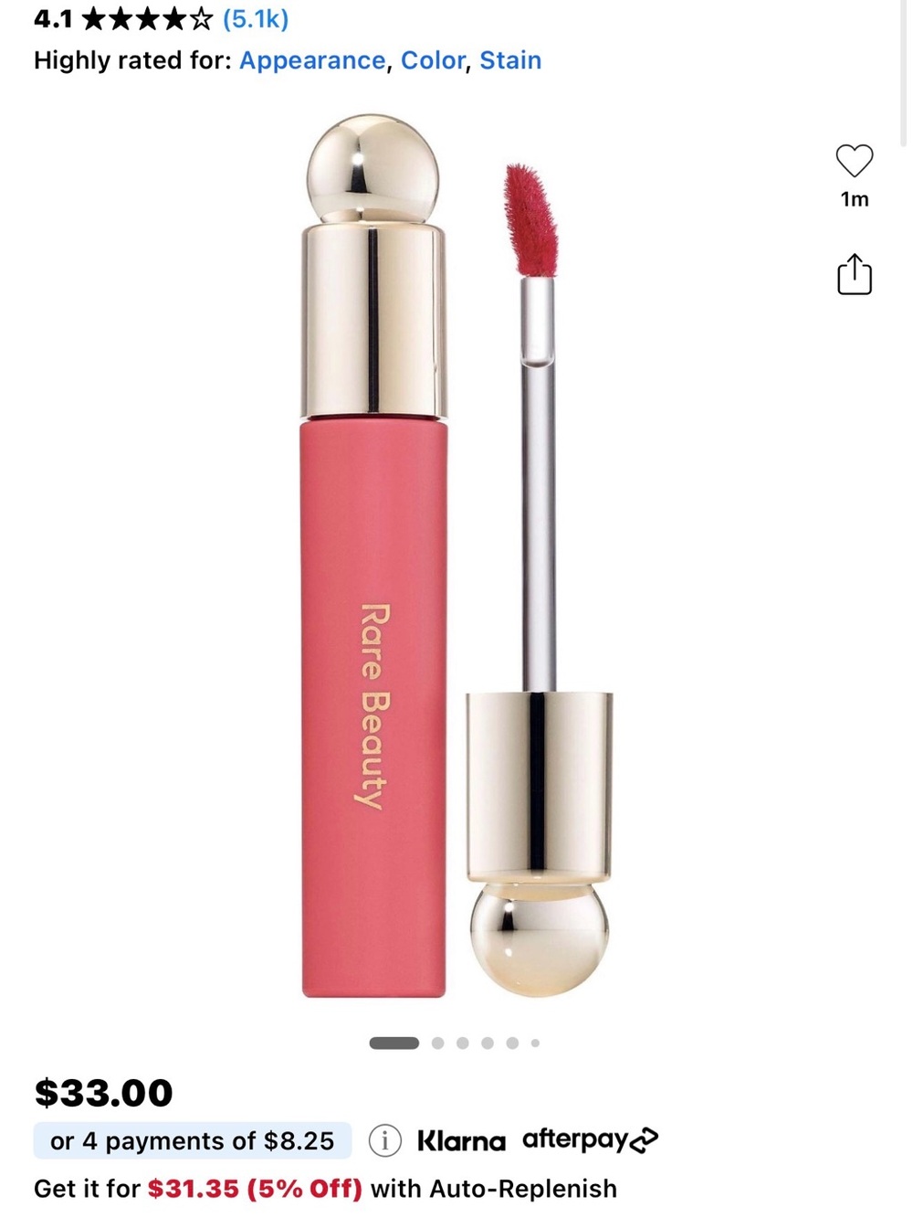 NWT Rare Beauty Soft Pinch Tinted Lip oil in shade happy